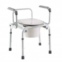 Chaise-toilettes surélévateur en acier époxy avec couvercle et accoudoirs escamotables Invacare®Izzo