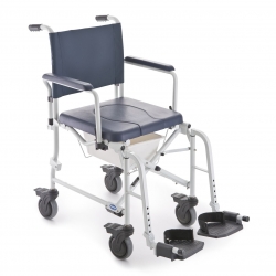 Chaise de douche mobile pliante aluminium avec accoudoirs et repose-pieds escamotables Invacare®Lima