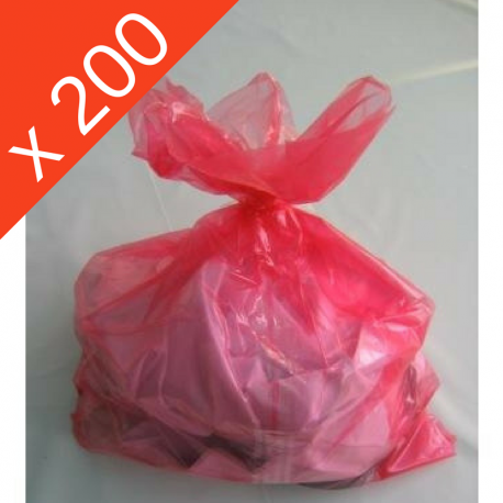SAC A LINGE SOLUBLE A L'EAU CHAUDE 660*840 ROUGE X200