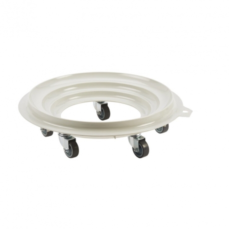Socle rouleur rond 5 roues - chape acier - gris