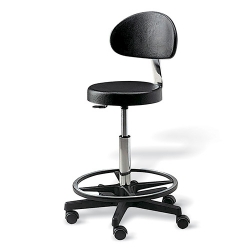 Tabouret télescopique Avec dossier et repose-pieds.