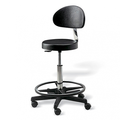 Tabouret télescopique Avec dossier et repose-pieds.
