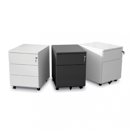 Caisson métallique mobile beige, 2 tiroirs dont 1 pour dossiers suspendus